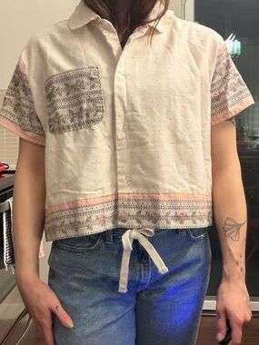 Pink and Gray Patterned Shirt